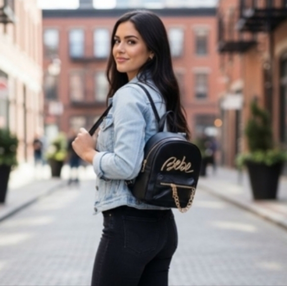 NWOT Bebe Gianna Backpack - Black/Gold